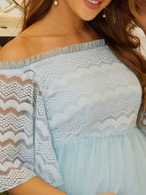 Load image into Gallery viewer, Color=Sky Blue | Adorable A Line Strapless Off Shoulder Wholesale Maternity Dresses-Sky Blue 5