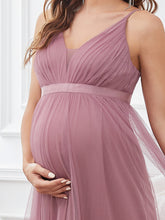 Load image into Gallery viewer, Color=Orchid | Deep V Neck Floor Length A Line Wholesale Maternity Dresses-Orchid 5