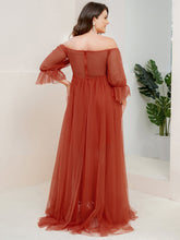 Load image into Gallery viewer, Color=Burnt Orange | A Line Short Puff Sleeves Wholesale Maternity Dresses-Burnt Orange 2