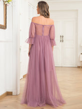 Load image into Gallery viewer, Color=Orchid | A Line Short Puff Sleeves Wholesale Maternity Dresses-Orchid 2