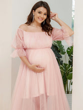 Load image into Gallery viewer, Color=Pink | A Line Short Puff Sleeves Wholesale Maternity Dresses-Pink 2