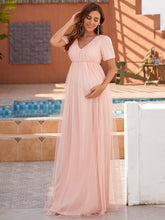 Load image into Gallery viewer, Color=Pink | Cute Deep V-neck Dress for Pregnant Women-Pink 4