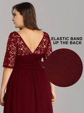 Load image into Gallery viewer, Color=Burgundy | Maxi Long Lace Illusion Wholesale Plus Size Mother Of Wholesale Bride Dresses-Burgundy 6