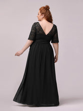Load image into Gallery viewer, Color=Black | Maxi Long Lace Illusion Wholesale Plus Size Mother Of Wholesale Bride Dresses-Black 2