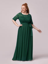 Load image into Gallery viewer, Color=Dark Green | Maxi Long Lace Illusion Wholesale Plus Size Mother Of Wholesale Bride Dresses-Dark Green 3