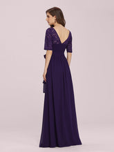 Load image into Gallery viewer, COLOR=Dark Purple | Plus Size Long Sleeve Floor Length Evening Dress-Dark Purple 2