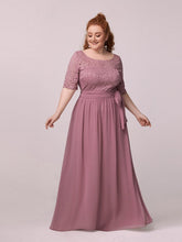 Load image into Gallery viewer, Color=Orchid | Maxi Long Lace Illusion Wholesale Plus Size Mother Of Wholesale Bride Dresses-Orchid 1