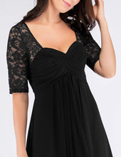 Load image into Gallery viewer, COLOR=Black | Floor Length Empire Waist Evening Dress-Black 5