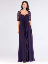Load image into Gallery viewer, COLOR=Dark Purple | Floor Length Empire Waist Evening Dress-Dark Purple 3