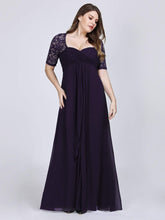 Load image into Gallery viewer, COLOR=Dark Purple | Floor Length Empire Waist Evening Dress-Dark Purple 6