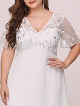 Load image into Gallery viewer, Color=Cream | Plus Size Floral Lace Sequin Print Evening Dresses With Cap Sleeve-Cream 5