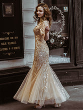 Load image into Gallery viewer, Women's Floral Sequin Print Fishtail Tulle Dresses for Party EZ07707