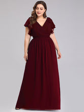 Load image into Gallery viewer, Color=Burgundy | Plus Size Women Floral Sequin Print Fishtail Tulle Dresses Ez07709-Burgundy 4