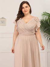 Load image into Gallery viewer, Color=Blush | Plus Size Women Floral Sequin Print Fishtail Tulle Dresses Ez07709-Blush 5