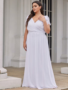 Color=White | V Neck A Line Floor Length Wholesale Bridesmaid Dresses-White 6
