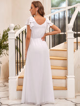 Load image into Gallery viewer, Color=White | V Neck A Line Floor Length Wholesale Bridesmaid Dresses-White 2