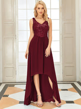 Load image into Gallery viewer, Color=Burgundy | Elegant Paillette & Chiffon V-Neck A-Line Sleeveless Plus Size Evening Dresses-Burgundy 1