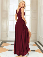Load image into Gallery viewer, Color=Burgundy | Elegant Paillette & Chiffon V-Neck A-Line Sleeveless Plus Size Evening Dresses-Burgundy 2