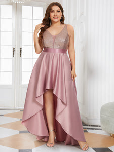Color=Orchid | Sparkly Plus Size Prom Dresses For Women With Irregular Hem-Orchid 1
