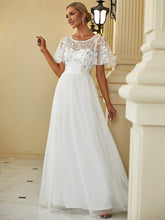 Load image into Gallery viewer, Color=White | Sequin Print Maxi Long Wholesale Evening Dresses with Cap Sleeve-White 4