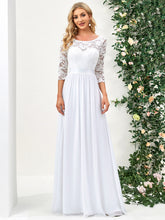 Load image into Gallery viewer, Elegant Empire Waist Wholesale Bridesmaid Dresses with Long Lace Sleeve EP07412