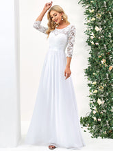 Load image into Gallery viewer, Elegant Empire Waist Wholesale Bridesmaid Dresses with Long Lace Sleeve EP07412