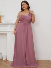 Load image into Gallery viewer, Color=Orchid | One Shoulder Plus Size Chiffon Bridesmaid Dresses For Wholesale-Orchid 1