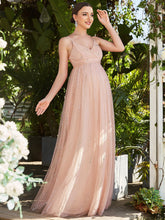 Load image into Gallery viewer, Color=Pink | Shiny Spaghetti Straps Deep V Neck Wholesale Maternity Dresses-Pink 4