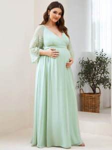 Deep V Neck Wholesale Maternity Dresses with Long See Through Sleeves EY20017