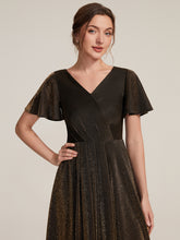 Load image into Gallery viewer, Brown | Bulk Order Short Sleeve Ruffle A-Line High Stretch Cross-over Cocktail Dresses