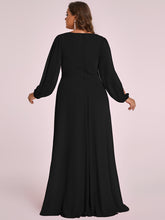 Load image into Gallery viewer, Color=Black | Factory Design Long Sleeve A-Line Floor Length Deep V-Neck Evening Dresses-Black 17