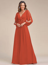 Load image into Gallery viewer, Color=Burnt Orange | Factory Design Long Sleeve A-Line Floor Length Deep V-Neck Evening Dresses-Burnt Orange 25