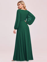 Load image into Gallery viewer, Color=Dark Green | Factory Design Long Sleeve A-Line Floor Length Deep V-Neck Evening Dresses-Dark Green 41