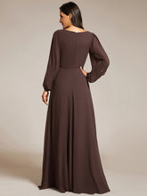 Load image into Gallery viewer, Color=Espresso | Factory Design Long Sleeve A-Line Floor Length Deep V-Neck Evening Dresses-Espresso 66