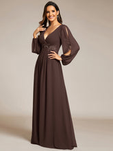 Load image into Gallery viewer, Color=Espresso | Factory Design Long Sleeve A-Line Floor Length Deep V-Neck Evening Dresses-Espresso 68