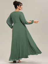 Load image into Gallery viewer, Color=Eucalyptus | Factory Design Long Sleeve A-Line Floor Length Deep V-Neck Evening Dresses-Eucalyptus 81