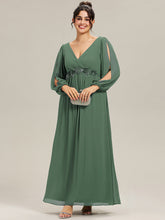 Load image into Gallery viewer, Color=Eucalyptus | Factory Design Long Sleeve A-Line Floor Length Deep V-Neck Evening Dresses-Eucalyptus 80