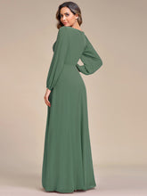 Load image into Gallery viewer, Color=Eucalyptus | Factory Design Long Sleeve A-Line Floor Length Deep V-Neck Evening Dresses-Eucalyptus 76