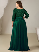 Load image into Gallery viewer, Color=Dark Green | B2B-Exclusive 3/4 Sleeve Sequin Patchwork A-Line Floor Length Evening Dresses-Dark Green 27