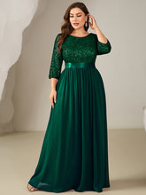 Load image into Gallery viewer, Color=Dark Green | B2B-Exclusive 3/4 Sleeve Sequin Patchwork A-Line Floor Length Evening Dresses-Dark Green 29