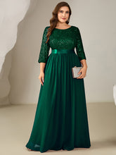 Load image into Gallery viewer, Color=Dark Green | B2B-Exclusive 3/4 Sleeve Sequin Patchwork A-Line Floor Length Evening Dresses-Dark Green 30