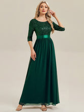 Load image into Gallery viewer, Color=Dark Green | B2B-Exclusive 3/4 Sleeve Sequin Patchwork A-Line Floor Length Evening Dresses-Dark Green 21