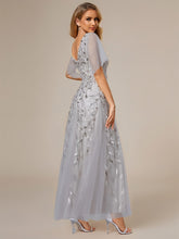 Load image into Gallery viewer, Color=Silver | Sequin Deep V-Neck A-Line Evening Dress 3