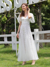 Load image into Gallery viewer, Color=White | Sequin Deep V-Neck A-Line Evening Dress 15