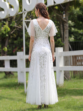 Load image into Gallery viewer, Color=White | Sequin Deep V-Neck A-Line Evening Dress 16