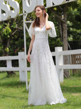 Load image into Gallery viewer, Color=White | Sequin Deep V-Neck A-Line Evening Dress 6