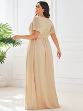 Load image into Gallery viewer, A Line Plus Size Wholesale Bridesmaid Dresses with Deep V Neck Ruffles Sleeves