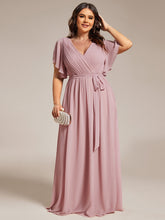 Load image into Gallery viewer, Plus Size Wholesale Ruffles Sleeves Bridesmaid Dresses with Chiffon Belt