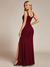 Load image into Gallery viewer, Color=Burgundy | Glitter Split Wholesale Evening Dresses-Burgundy 1