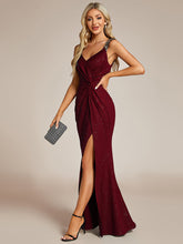 Load image into Gallery viewer, Color=Burgundy | Glitter Split Wholesale Evening Dresses-Burgundy 1